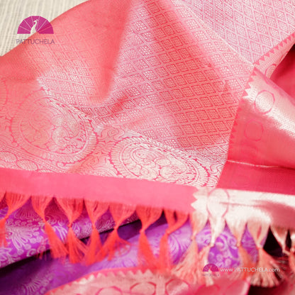 Pure Kanchipuram Handloom SILK MARK CERTIFIED Saree in Lavender and Pink Hues