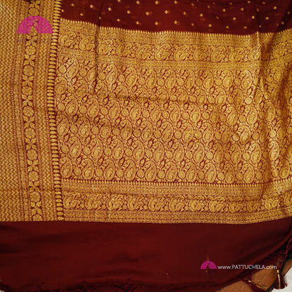 Gorgeous Khaddi Banarasi Georgette Silk Saree in Coffee Brown colour