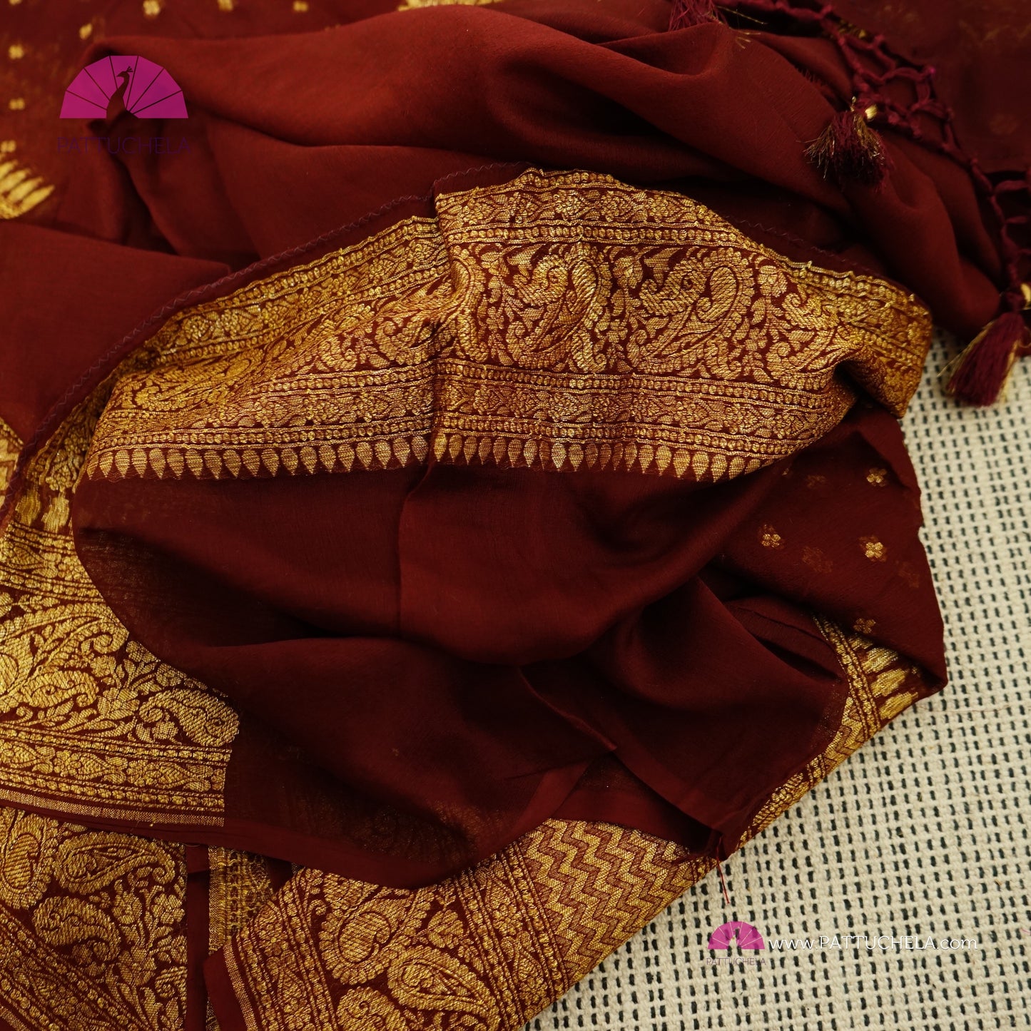 Gorgeous Khaddi Banarasi Georgette Silk Saree in Coffee Brown colour