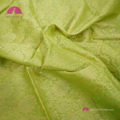 Beautiful Pista Green Semi Banarasi Georgette Saree with Meenakari Jaal weaves