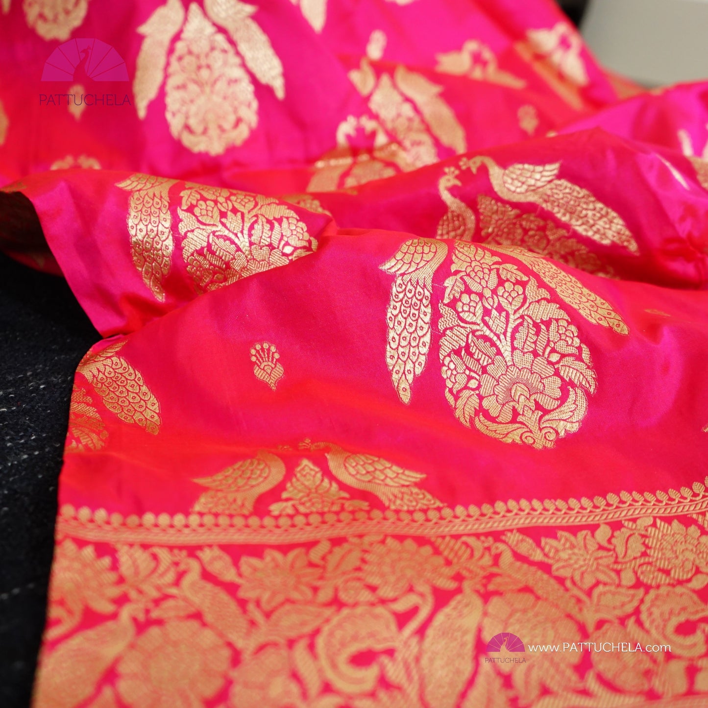 Hot Pink Pure Banarasi Katan handloom Silk Saree in Kadhuan Weaves