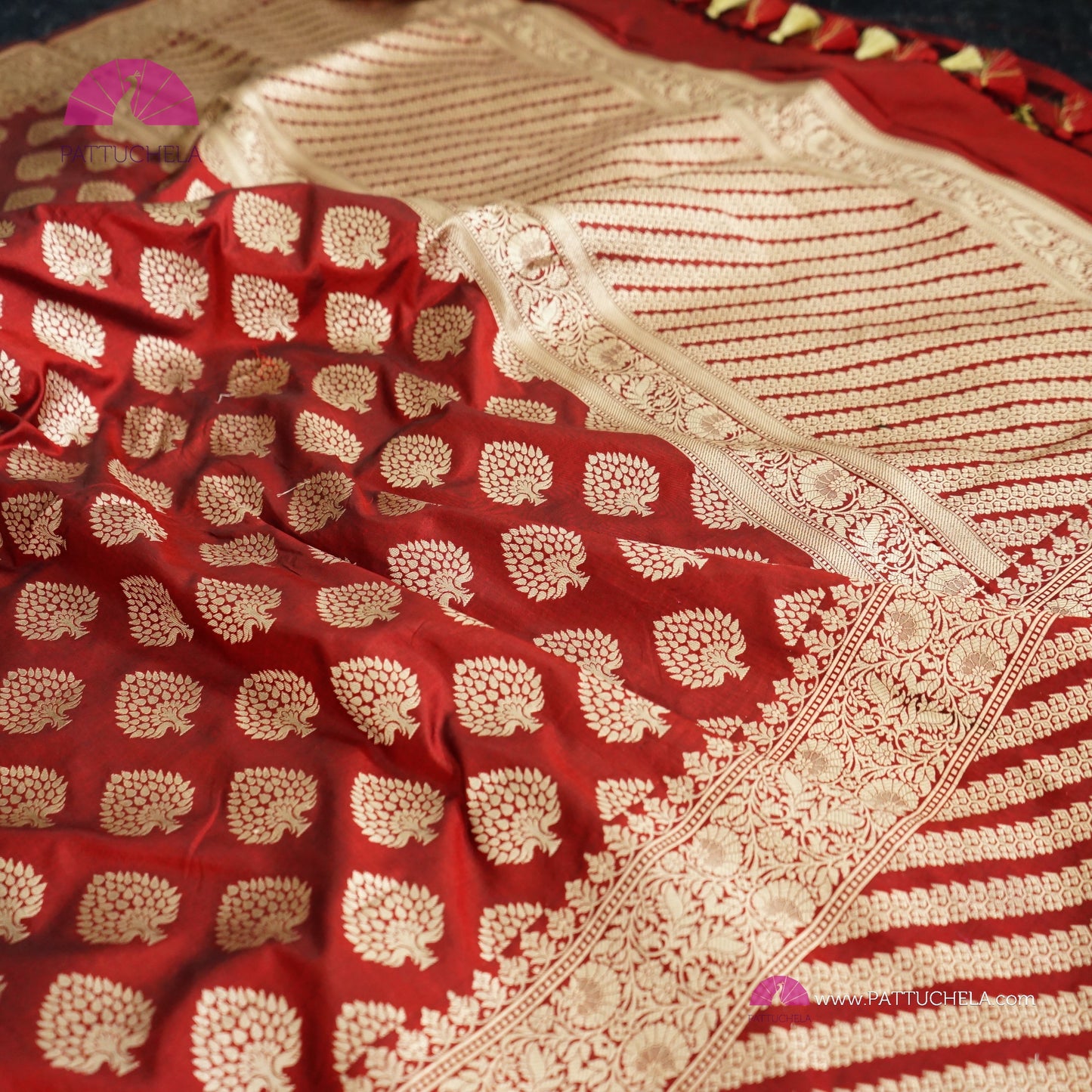 Pure Maroon Red Banarasi Katan Handloom Silk Saree