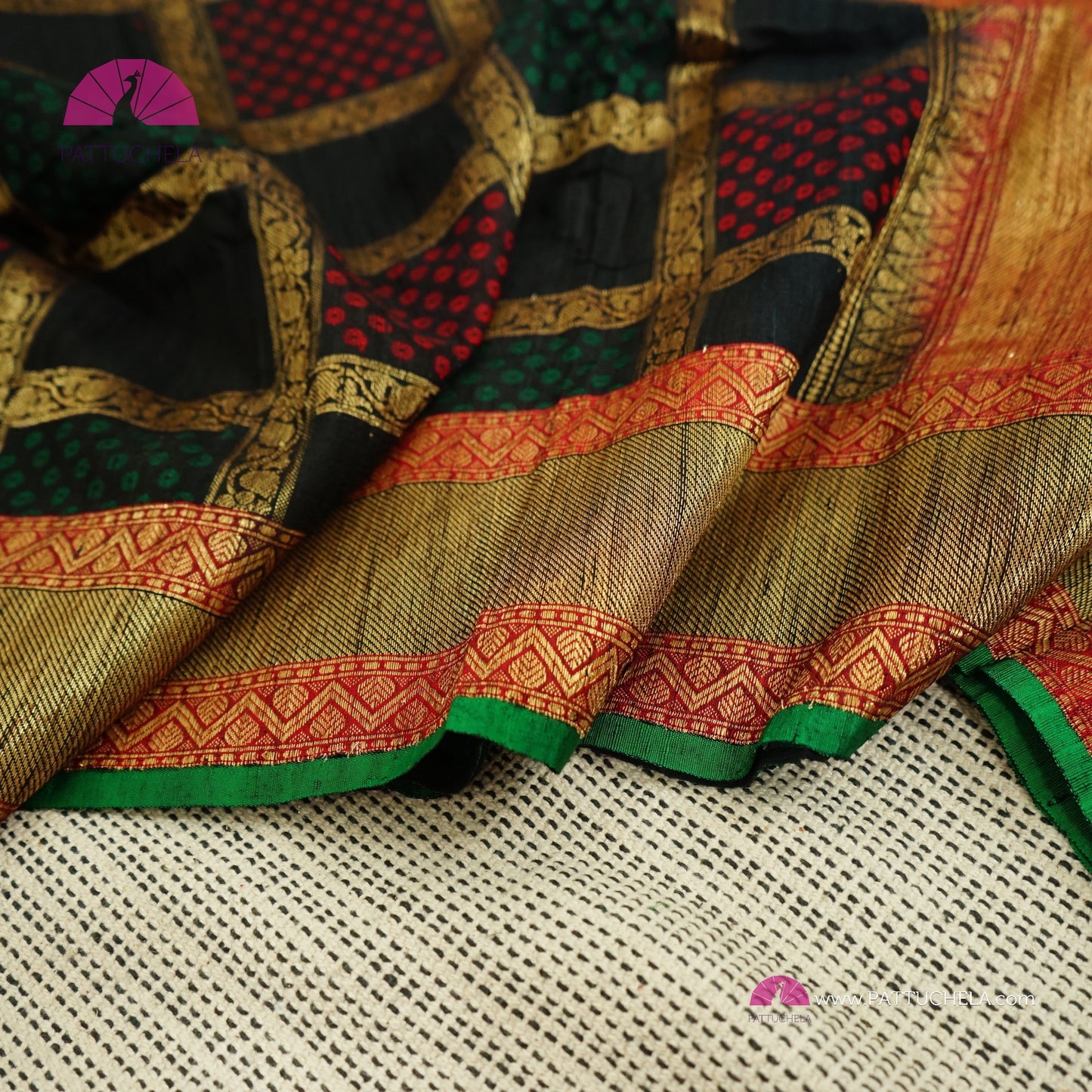 Banarasi handloom Dupion Silk in multi colour Checks