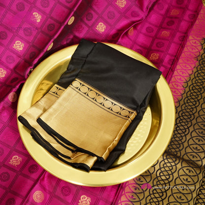 Majenta Kanchipuram Handloom SILK MARK CERTIFIED Saree with Gold Bavanchi Borders