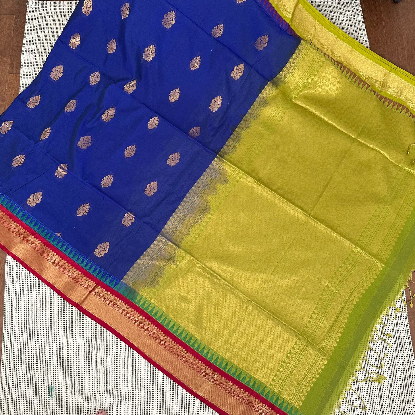 Blue Gadwal Handloom Silk Cotton Sarees with Ganga Jamuna Borders | Sico Sarees | Wedding Saree | Gadwal Silk