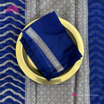 Blue Banarasi Semi Georgette Leheriya Saree