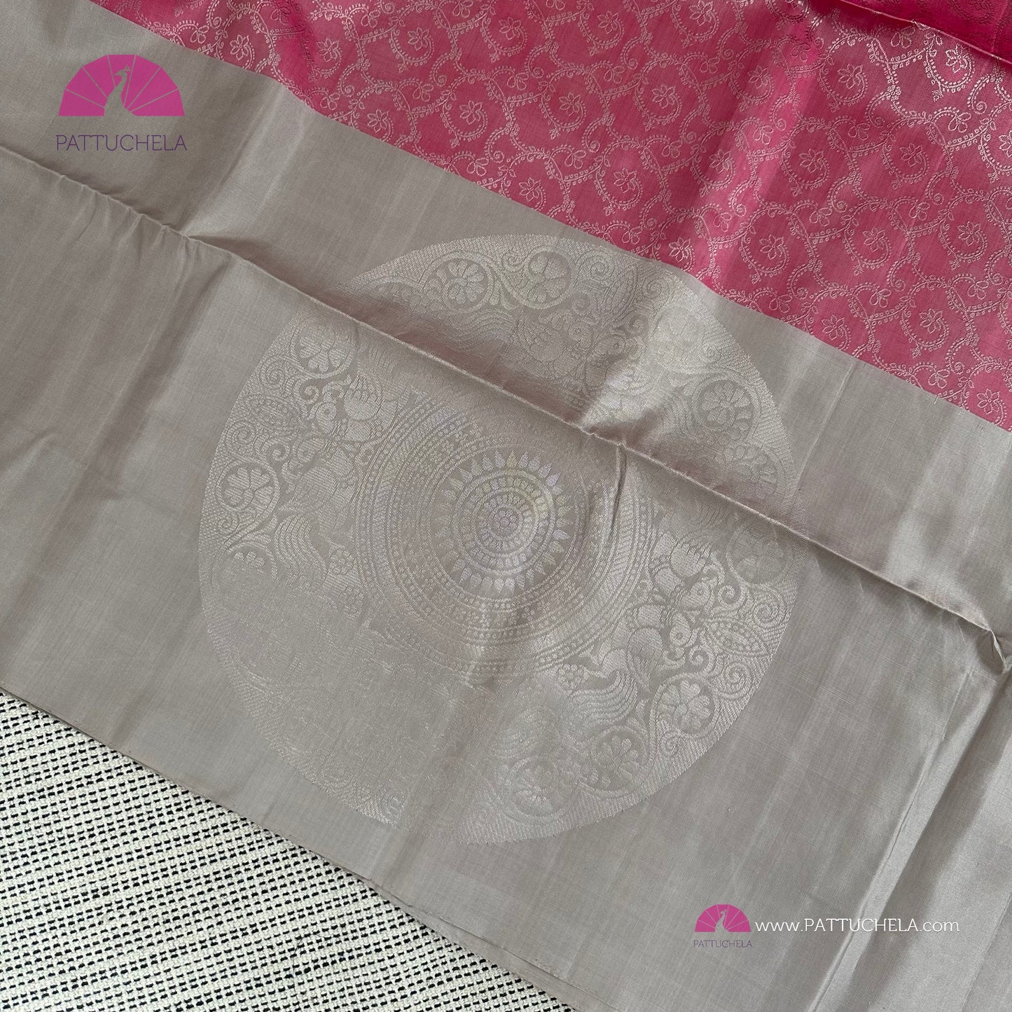 Pastel Pink Kanchipuram Handloom Soft Silk Saree with Mandala Motif Borders | SILK MARK CERTIFIED | Kanjivaram Silks