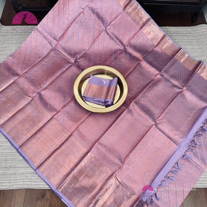 Pastel Lavender Kanjvaram Silk Saree with Copper Zari weavings