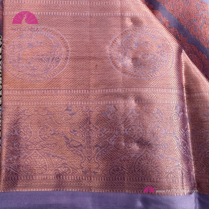 Pastel Lavender Kanjvaram Silk Saree with Copper Zari weavings