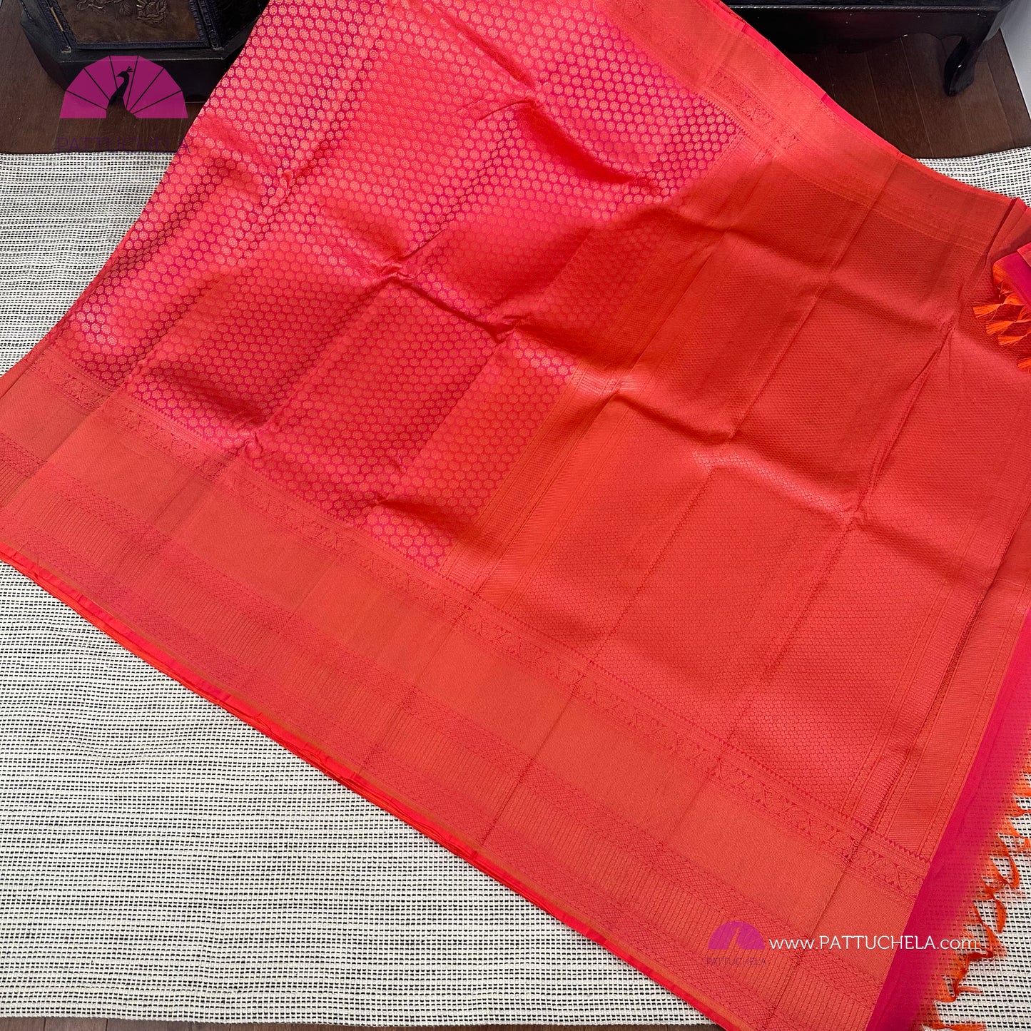 Peach Pink Kanchipuram Wedding Handloom SILK MARK CERTIFIED Saree with brocade weaves