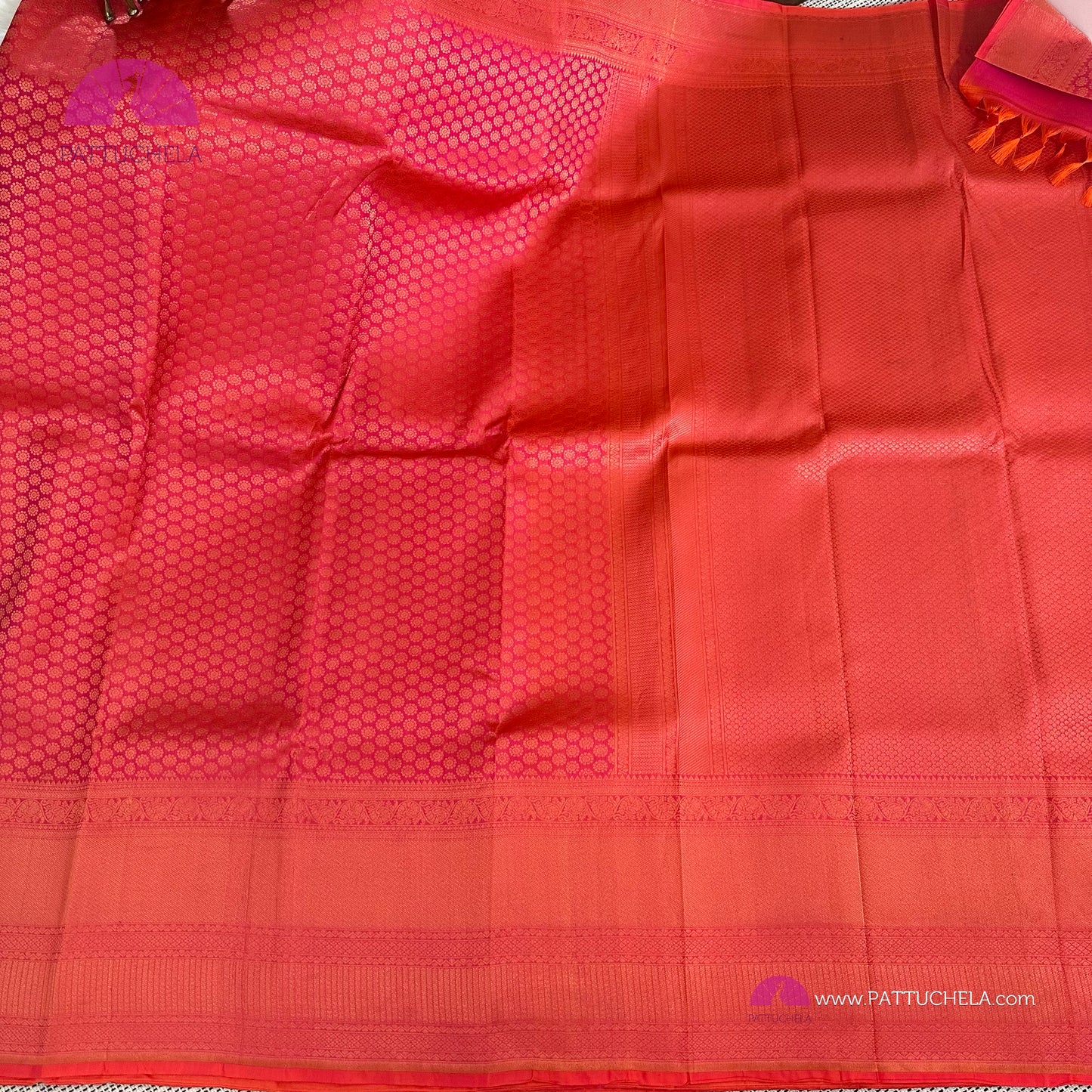 Peach Pink Kanchipuram Wedding Handloom SILK MARK CERTIFIED Saree with brocade weaves