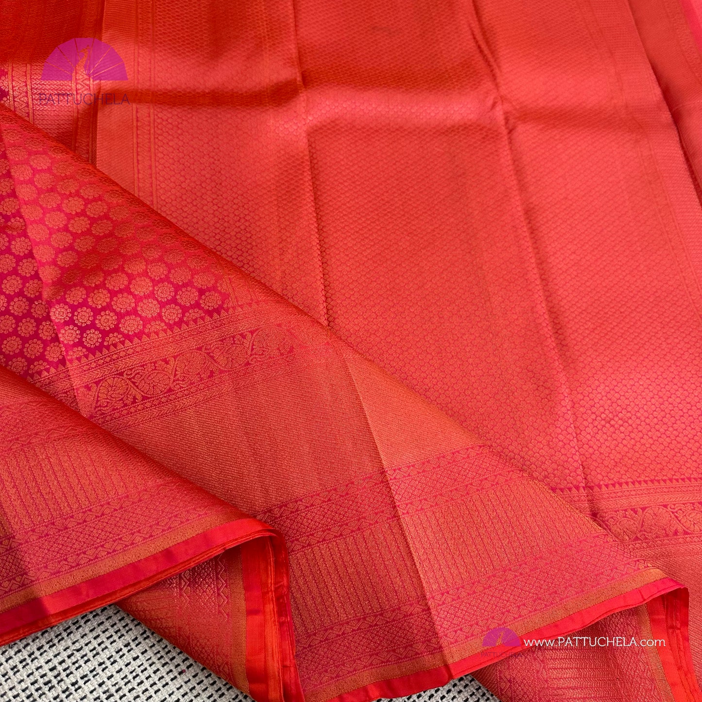 Peach Pink Kanchipuram Wedding Handloom SILK MARK CERTIFIED Saree with brocade weaves