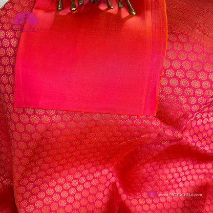 Peach Pink Kanchipuram Wedding Handloom SILK MARK CERTIFIED Saree with brocade weaves