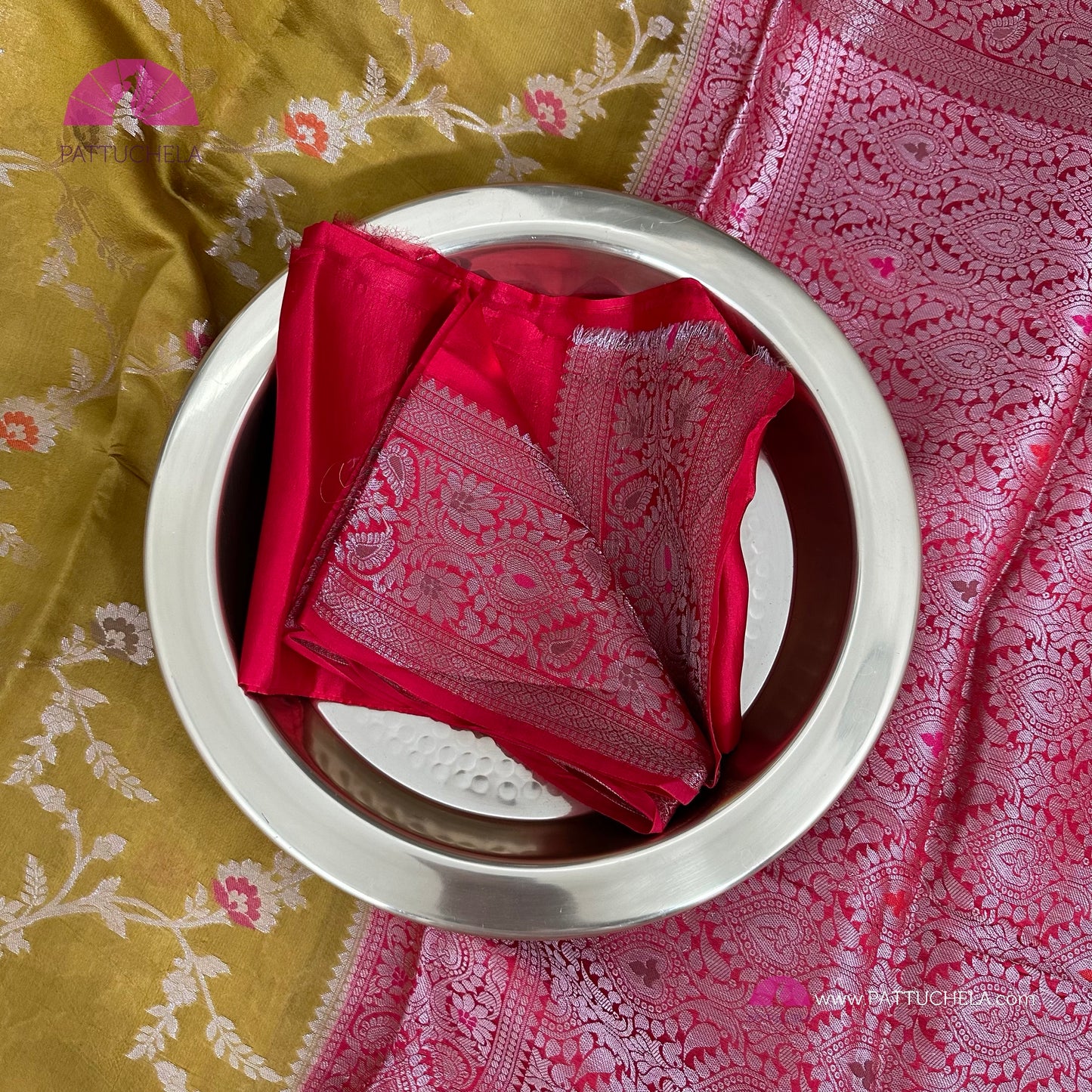 Mustard Banarasi Handloom Soft Silk Saree with Meenakari Jaal weaves