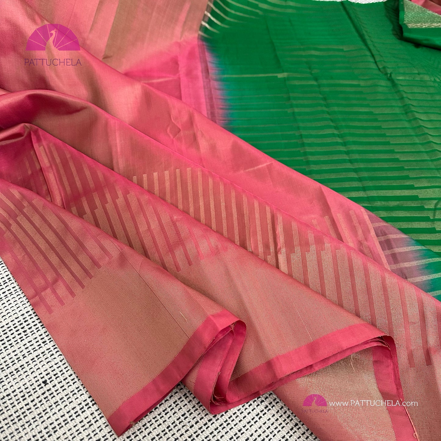 Pure Pink Kanchipuram Soft Silk Saree with Temple Zari Border | Wedding Silk| SILK MARK CERTIFIED | Kanjivaram Silks